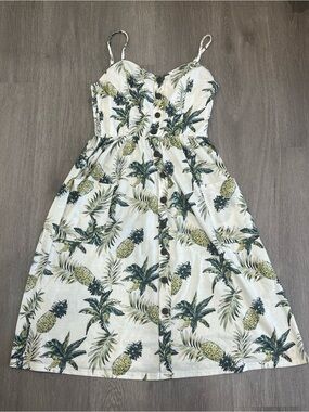 Tropical Pineapple Mid-length Sundress - Size M